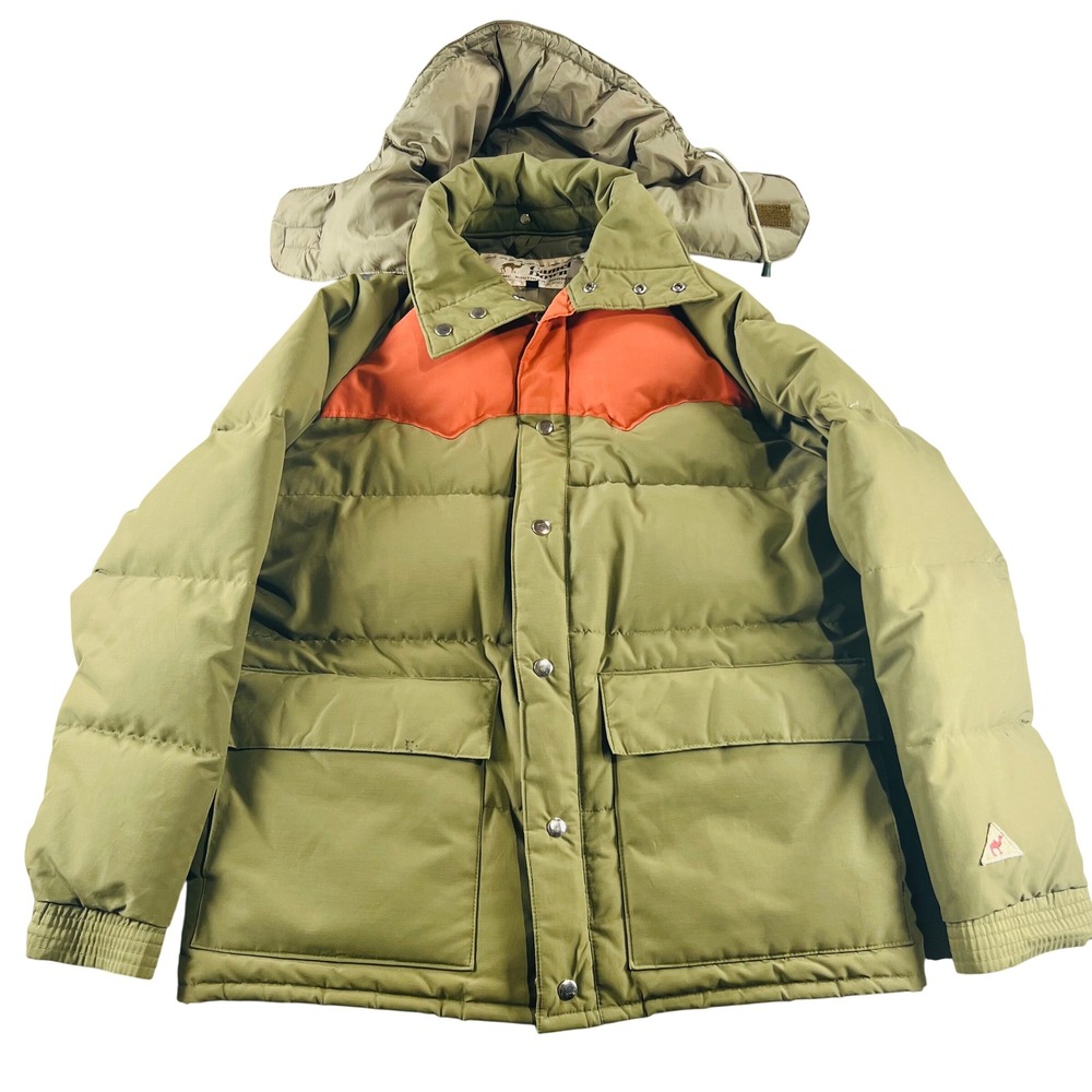 Camel Down Puffer Jacket Men L Green Orange Vintage Gorpcore - Picture 2 of 13